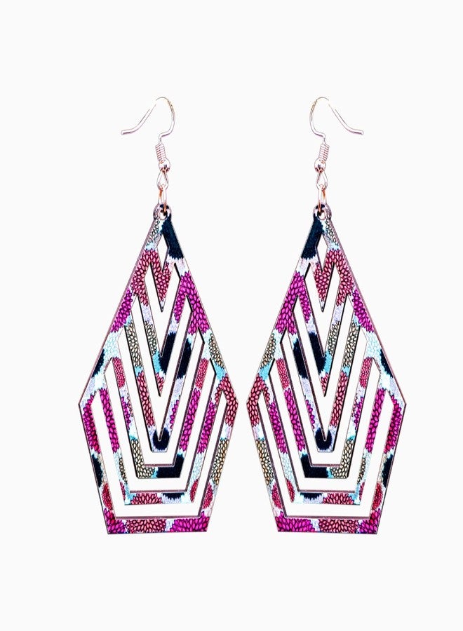 Arkit أقراط خشبية متدلية من أركيت للنساء، مجوهرات، أقراط خفيفة الوزن للفتيات (1، سايبر) - Image 1