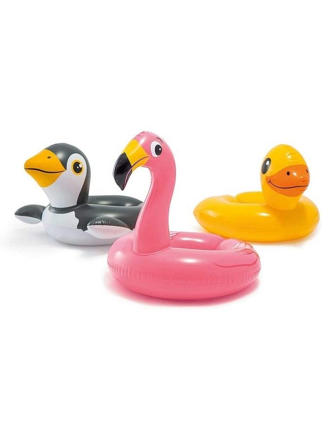 INTEX - 43234 2327 3 Pack 59220Ep Animal Head Split Ring Pool Floats Bundle Includes Frog Duck Penguin Giraffe Frog Penguin - Image 1