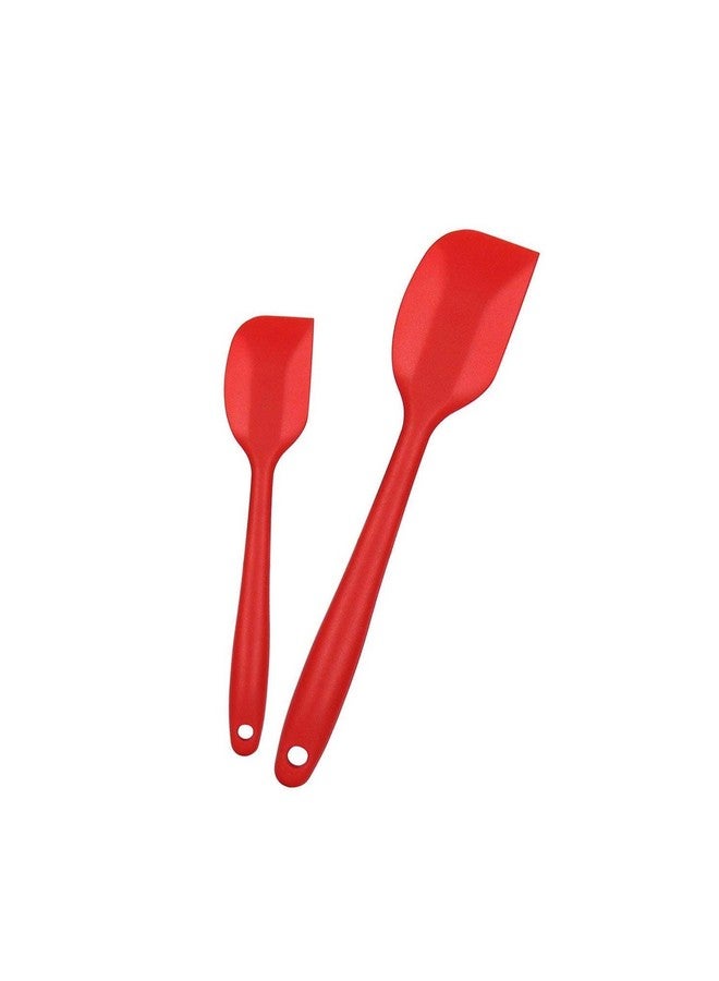 P-Plus International Silicone Spatula Set 2-Piece - 500ºF Heat-Resistant Baking Spoon Spatula - Seamless One-Piece Design Easy to Clean - Non-Stick Silicone Stainless Steel Core (RED(2 PCS 11"+8")) - Image 1