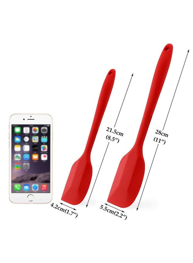 P-Plus International Silicone Spatula Set 2-Piece - 500ºF Heat-Resistant Baking Spoon Spatula - Seamless One-Piece Design Easy to Clean - Non-Stick Silicone Stainless Steel Core (RED(2 PCS 11"+8")) - Image 4