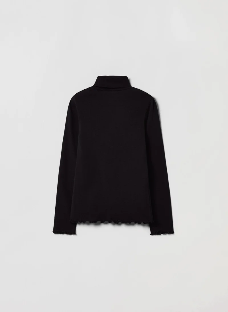 او في اس Ovs Girls Shirred Edged Turtleneck