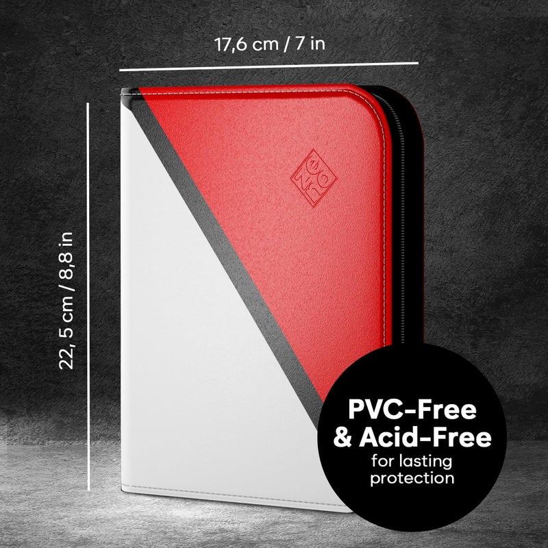 Zeno Trading Card Binder 4 Pocket â€“ Card Binder with 50 Pages + 400 Slot Capacity, Top Loading Sleeves, PU Leather Cover, Collector Album for Standard Size Trading Cards, TCG & Sports Cards - Red - Image 5