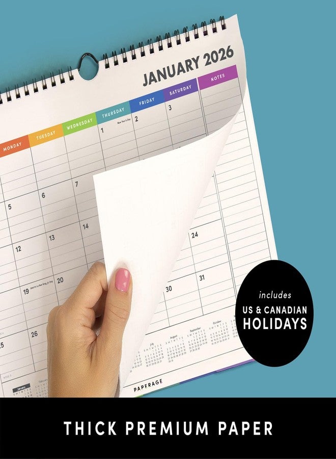 PAPERAGE 2026 Calendar, 12 Months (January 2026 - December 2026), Small (9 in x 11 in), Minimalist Wall and Desk Calendar with Monthly Views, Yearly Plans & Notes Section - Navy - Image 3