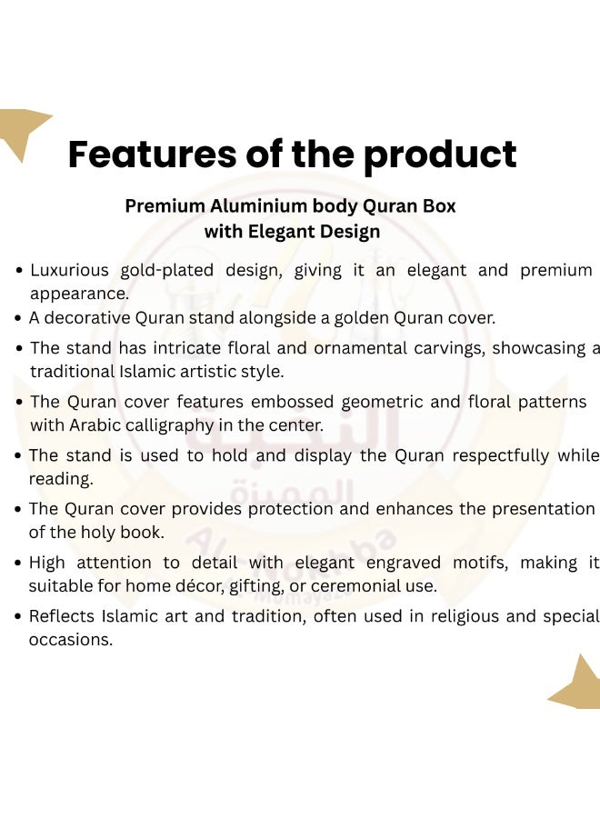 Aluminium Quran Box with Stand – Premium Book Display Stand & Quran Holder – Decorative Book Holder Stand, Gift Box & Quran Storage Case – Perfect Islamic Book Stand for Special Occasions - Image 2