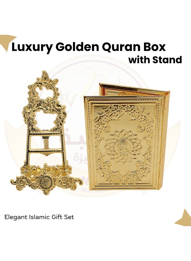 Aluminium Quran Box with Stand – Premium Book Display Stand & Quran Holder – Decorative Book Holder Stand, Gift Box & Quran Storage Case – Perfect Islamic Book Stand for Special Occasions - Image 1
