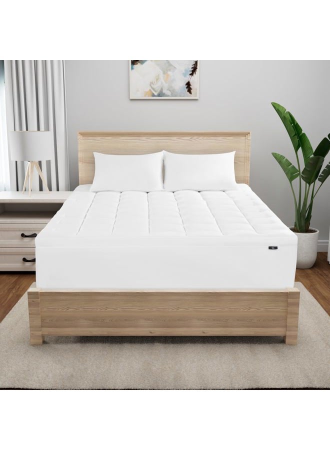 Serta Memory Flex Soft King Mattress Topper, 2" Pillow Top Mattress Pad, Cushioning Stain Resistant Mattress Protector with 15" Pocket for Secure Fit, Machine Washable, White - Image 2