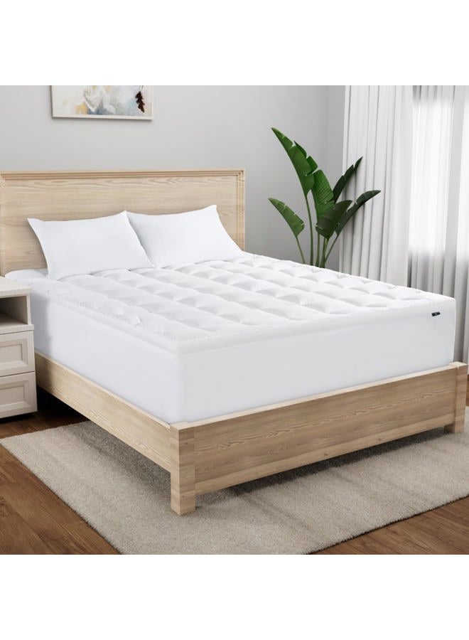 Serta Memory Flex Soft King Mattress Topper, 2" Pillow Top Mattress Pad, Cushioning Stain Resistant Mattress Protector with 15" Pocket for Secure Fit, Machine Washable, White - Image 1