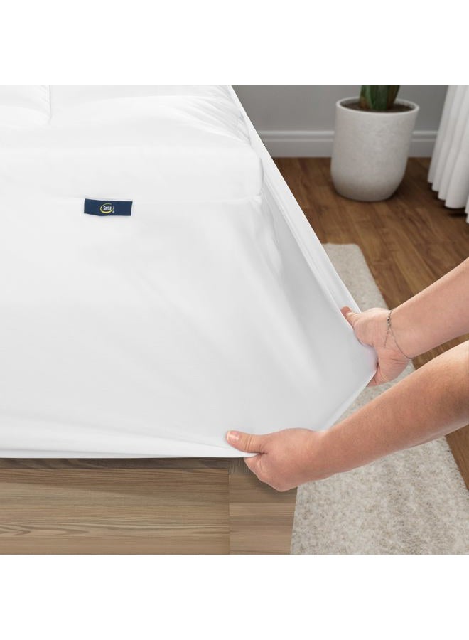 Serta Memory Flex Soft King Mattress Topper, 2" Pillow Top Mattress Pad, Cushioning Stain Resistant Mattress Protector with 15" Pocket for Secure Fit, Machine Washable, White - Image 3