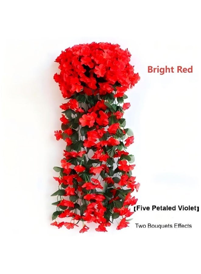 الواحة-TH 1 قطعة محاكاة الزهور البنفسجية الكرم الحرير الزهور الاصطناعية النبات الهزيف الجدار شنقات ديكور الزفاف المنزلي (الأحمر الساطع) - Image 1
