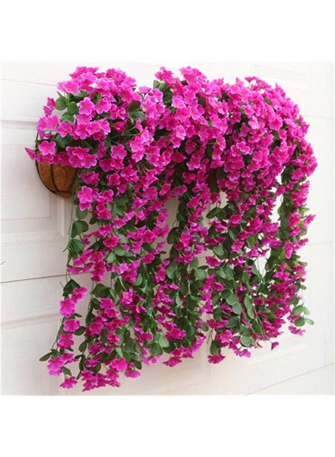 الواحة-TH 1 قطعة محاكاة الزهور البنفسجية الكرم الحرير الزهور الاصطناعية النبات الهزيف الجدار شنقات ديكور الزفاف المنزلي (الأحمر الساطع) - Image 3