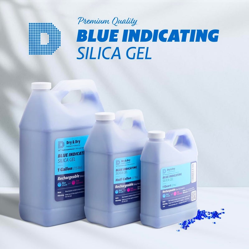 Dry & Dry [8 LBS] Blue Indicating Silica Gel Beads Desiccants (Industry Standard 3-5 mm) - Reusable Desiccant Beads Silica Beads(Blue to Pink) - Image 2