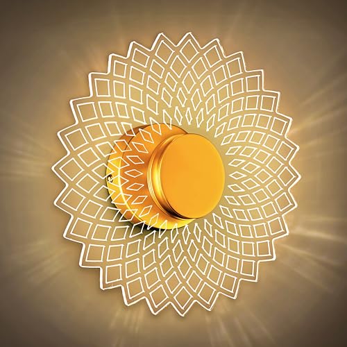 Lamp master Nova para 3-in-1 LED Wall & Ceiling Light | 23cm Decorative Acrylic Flower Lamp | Antique Gold Finish | Modern Home Wall Decor for Bedroom, Living Room, Hallway, Gifts, Home & Office - Image 1