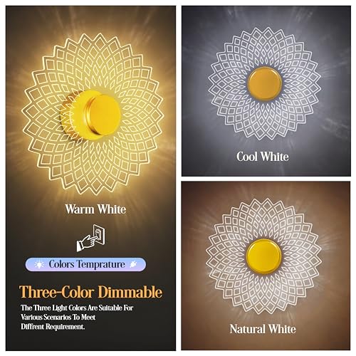Lamp master Nova para 3-in-1 LED Wall & Ceiling Light | 23cm Decorative Acrylic Flower Lamp | Antique Gold Finish | Modern Home Wall Decor for Bedroom, Living Room, Hallway, Gifts, Home & Office - Image 5