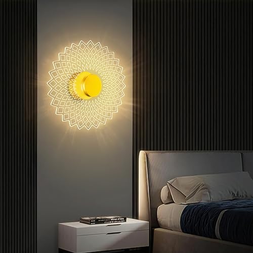 Lamp master Nova para 3-in-1 LED Wall & Ceiling Light | 23cm Decorative Acrylic Flower Lamp | Antique Gold Finish | Modern Home Wall Decor for Bedroom, Living Room, Hallway, Gifts, Home & Office - Image 2