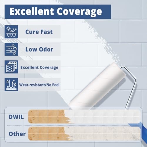 DWIL Tub Paint, Tub and Tile Refinishing Kit with Tools, White Bathtub Paint Water Based &Low Odor, Easy to Use for Sink Bathroom Shower, Semi-Gloss White, 25-30sq.ft - Image 4