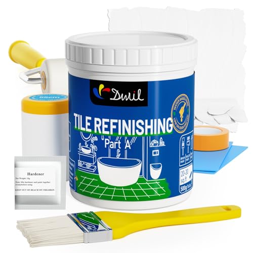 DWIL Tub Paint, Tub and Tile Refinishing Kit with Tools, White Bathtub Paint Water Based &Low Odor, Easy to Use for Sink Bathroom Shower, Semi-Gloss White, 25-30sq.ft - Image 1