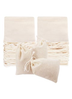 Y&D 50 Pieces Cheesecloth Bags for Straining Reusable Empty Tea Soup Spice Cooking Cold Brew Coffee Strainer (4 x 3 Inch)  - Image 1