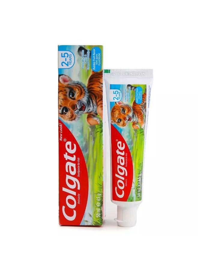 Colgate معجون أسنان كولجيت للأطفال من 2-5 سنوات مضاد للتسوس أسنان قوية بنكهة فواكه الفقاعات - 50 مل - Image 1
