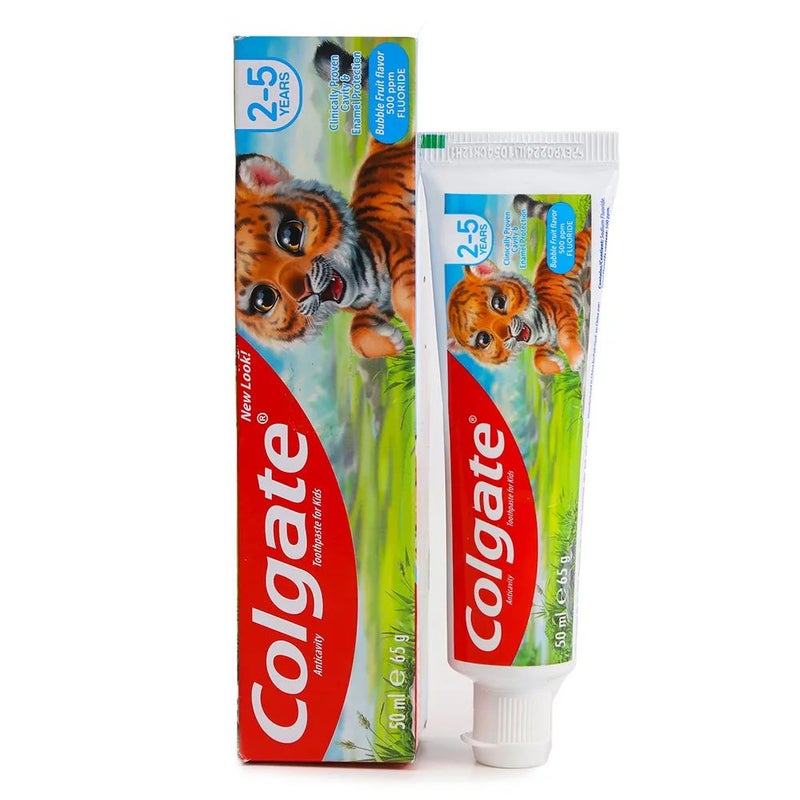 Colgate Toothpaste for Kids 2-5 Years Anticavity Strong Teeth Bubble Fruit Flavour Toothpaste- 50ml - Image 1