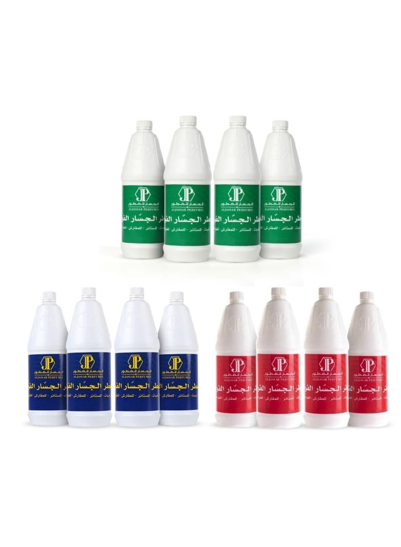 Jp Al-Jassar Perfume Air Freshener Set, 3 Fragrances, 4 Red 4 Green 4 Blue Bottles - Image 1