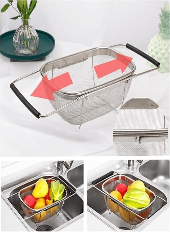 DORLANK - Over The Sink Stainless Steel Oval Colander with Fine Mesh 6 Quart Strainer Basket & Expandable Rubber Grip Handles - Strain, Drain, Rinse Fruits, Vegetables - Image 5