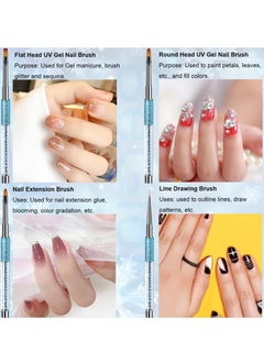 SYOSI 10 Pcs Acrylic Nail Art Brushes Set Manicure Tools Nail Art Diy Design Brush for Acrylic Application Nail Art Brush or Home Use and Professional Nail Salon Fine Drawing Nail Brushes blue  - Image 5