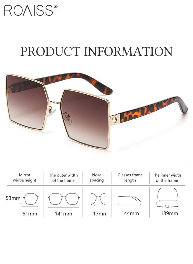 roaiss - Women's Square Sunglasses, UV400 Protection Sun Glasses with Gold Metal Frame, Oversize Fashion Anti-glare Sun Shades for Women with Glasses Case, 61mm - Image 1