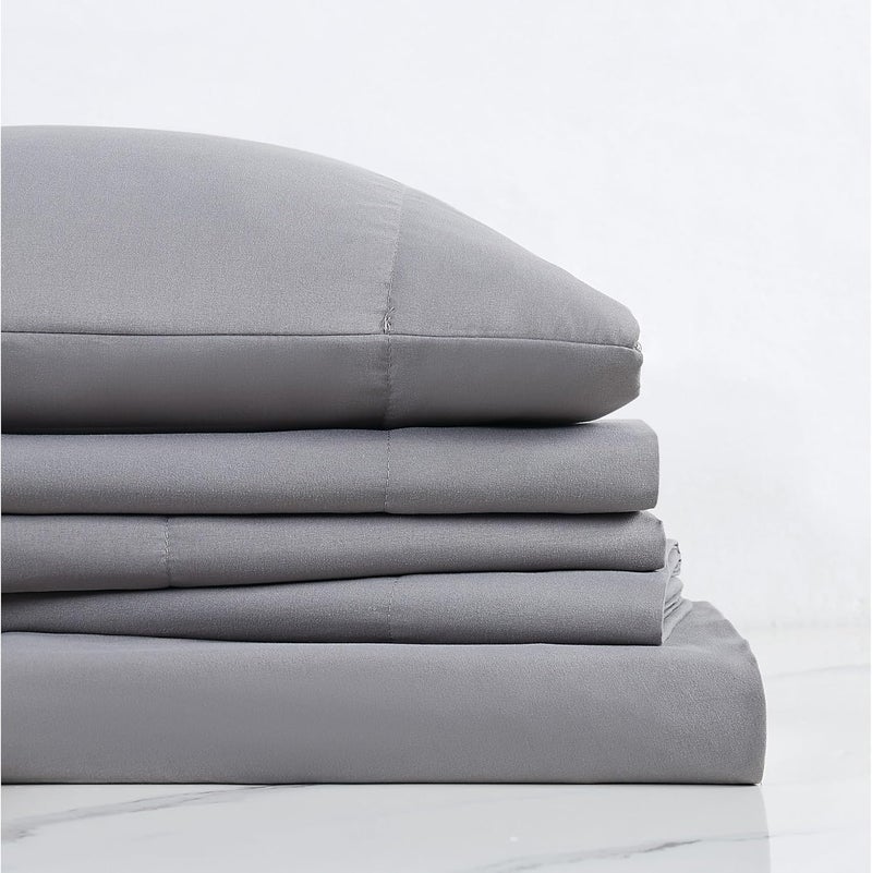 TRULY SOFT Everyday Sheet Set Grey Polyester 3-Piece Twin XL Sheet Set, Solid Color Themed, Adult Bedding, Oeko-TEX Certified - Image 2