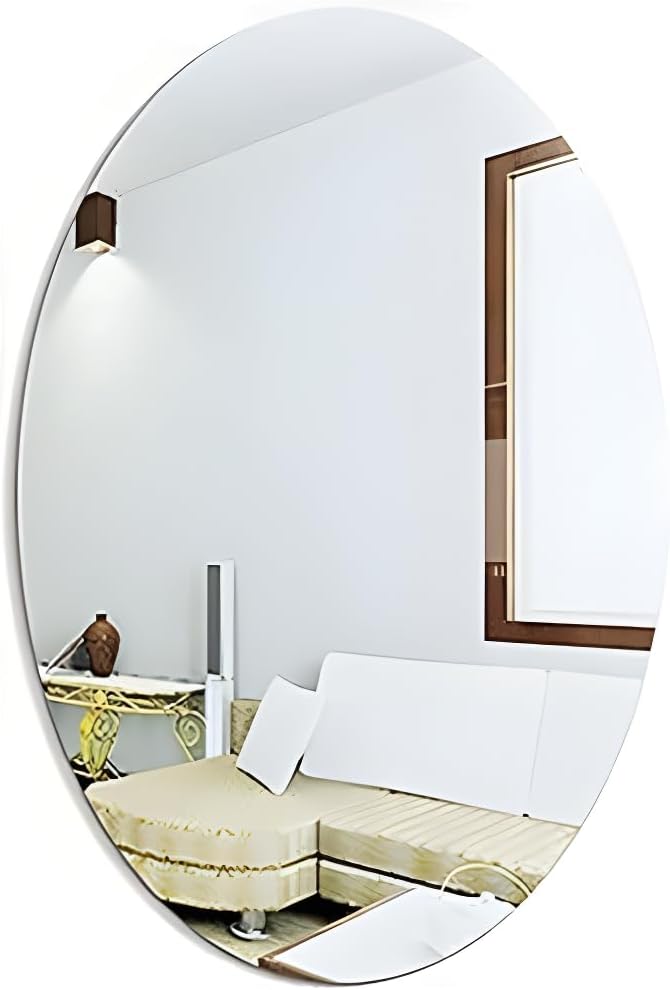 Oval Shape Adhesive Mirror Sticker for Wall on Tiles Bedroom Living Room Basin Mirror Bathroom Wall Mirror Both Side Sticker Acrylic Wall Mirror for Wall Full Length - Image 1