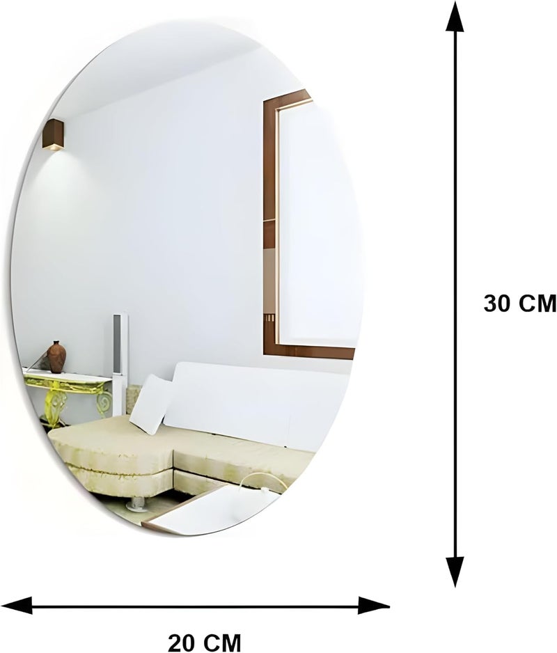 Oval Shape Adhesive Mirror Sticker for Wall on Tiles Bedroom Living Room Basin Mirror Bathroom Wall Mirror Both Side Sticker Acrylic Wall Mirror for Wall Full Length - Image 4