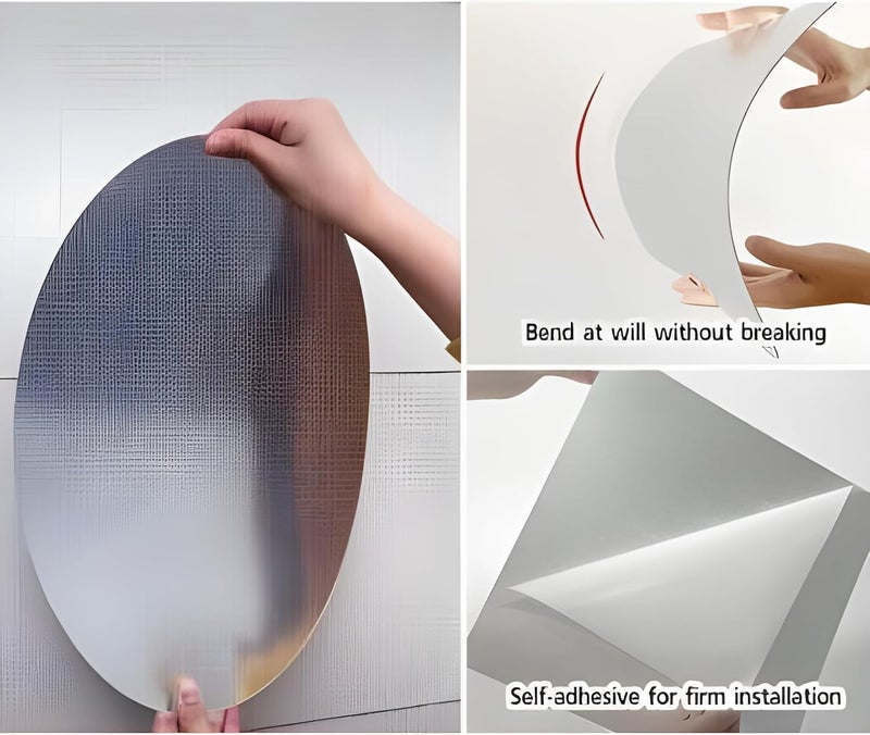 Oval Shape Adhesive Mirror Sticker for Wall on Tiles Bedroom Living Room Basin Mirror Bathroom Wall Mirror Both Side Sticker Acrylic Wall Mirror for Wall Full Length - Image 3