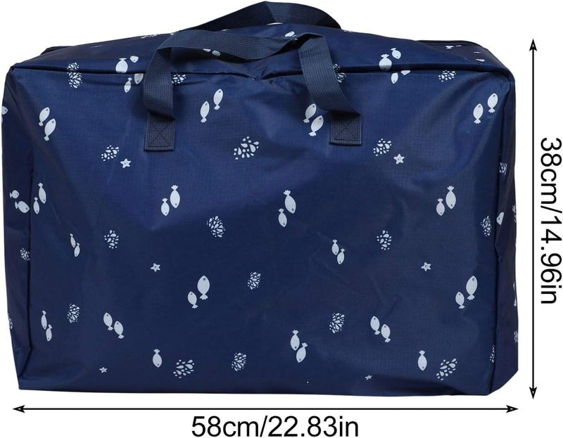 Clothes Storage Bags Foldable Storage Bag Thick Fabric with Reinforced Handle for Comforters Blankets Bedding Pillow Foldable with Sturdy Zipper Blue Bedding Storage Bag - Image 3