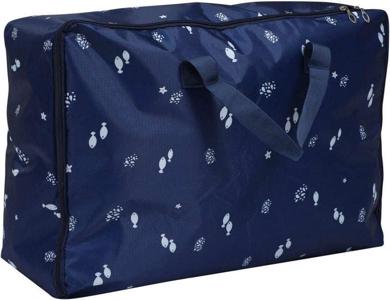 Clothes Storage Bags Foldable Storage Bag Thick Fabric with Reinforced Handle for Comforters Blankets Bedding Pillow Foldable with Sturdy Zipper Blue Bedding Storage Bag - Image 1