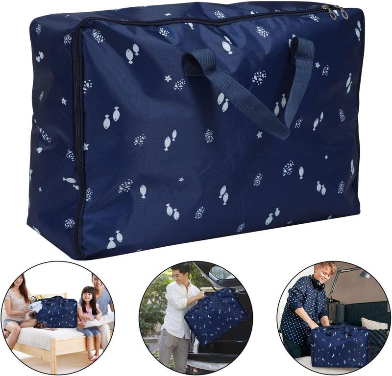 Clothes Storage Bags Foldable Storage Bag Thick Fabric with Reinforced Handle for Comforters Blankets Bedding Pillow Foldable with Sturdy Zipper Blue Bedding Storage Bag - Image 4