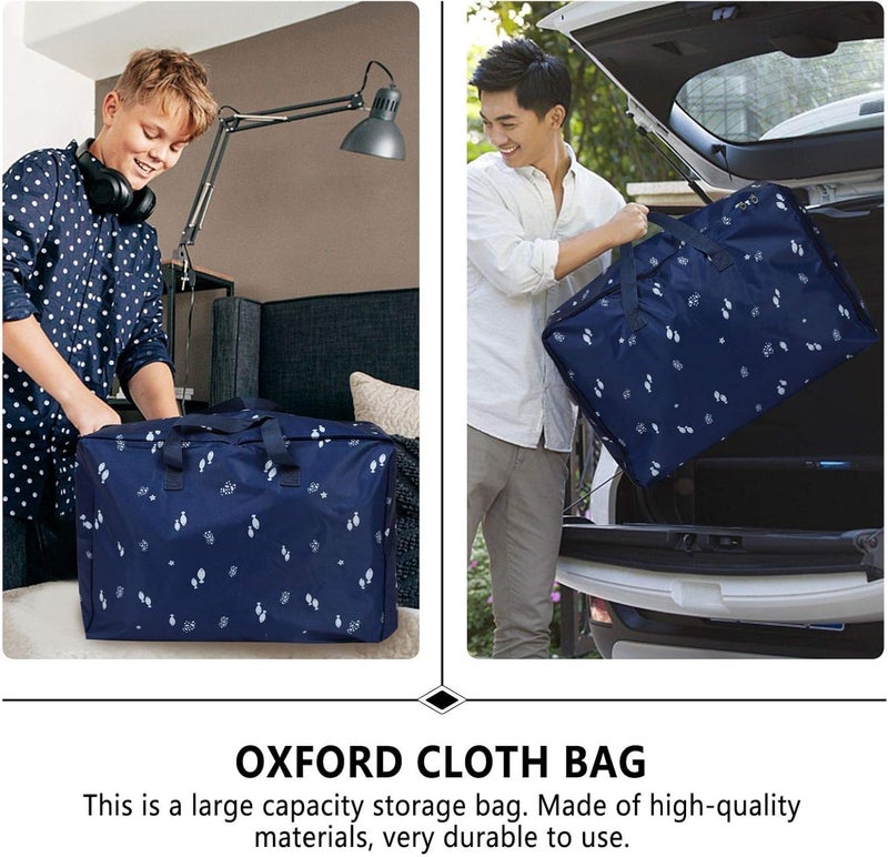 Clothes Storage Bags Foldable Storage Bag Thick Fabric with Reinforced Handle for Comforters Blankets Bedding Pillow Foldable with Sturdy Zipper Blue Bedding Storage Bag - Image 5