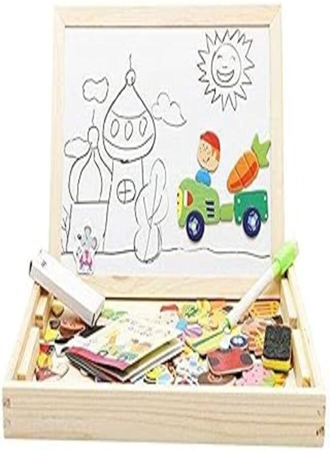 Kidcia Kidcia Toys Wood Farm Puzzle Easel Magnetic Double Sides Drawing Board Wooden Toys For Children 