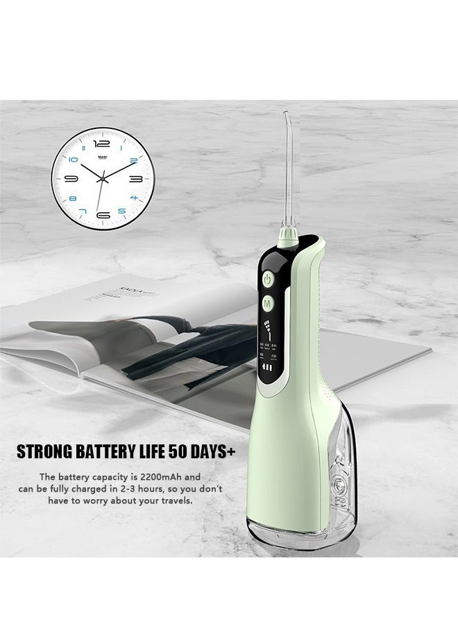Beyond Water Dental Flosser Teeth, Portable Cordless Oral Irrigator with 5 Jet Tips, PX7 Waterproof Electric Waterflosser Flossing Machine (Green) - Image 5