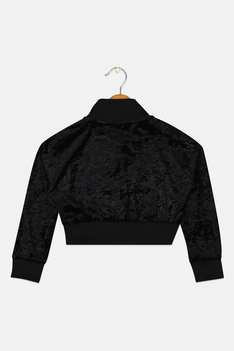 Nike سويت شيرت خارجي طويل الأكمام للفتيات، أسود - Image 2