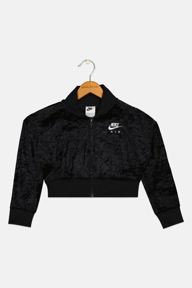 Nike سويت شيرت خارجي طويل الأكمام للفتيات، أسود - Image 1