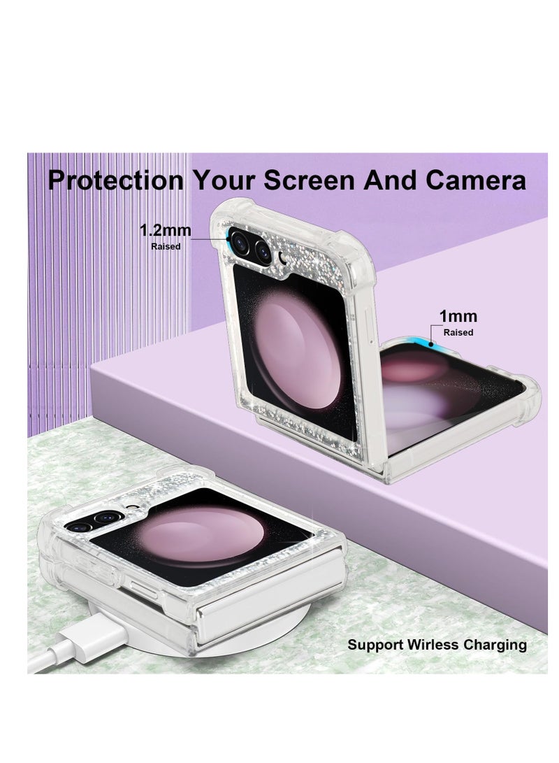 KASTWAVE For Samsung Galaxy Z Flip 5 Case Bling Glitter for Girls Women Cute Shiny Sparkle Sequin Stars, Soft Silicone Four-Corner Shockproof Cover Protective Phone Case for Samsung Z Flip 5 5G - Image 2