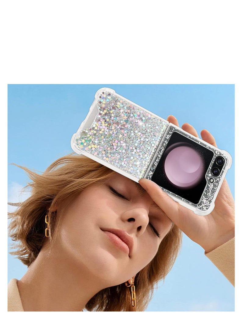 KASTWAVE For Samsung Galaxy Z Flip 5 Case Bling Glitter for Girls Women Cute Shiny Sparkle Sequin Stars, Soft Silicone Four-Corner Shockproof Cover Protective Phone Case for Samsung Z Flip 5 5G - Image 5