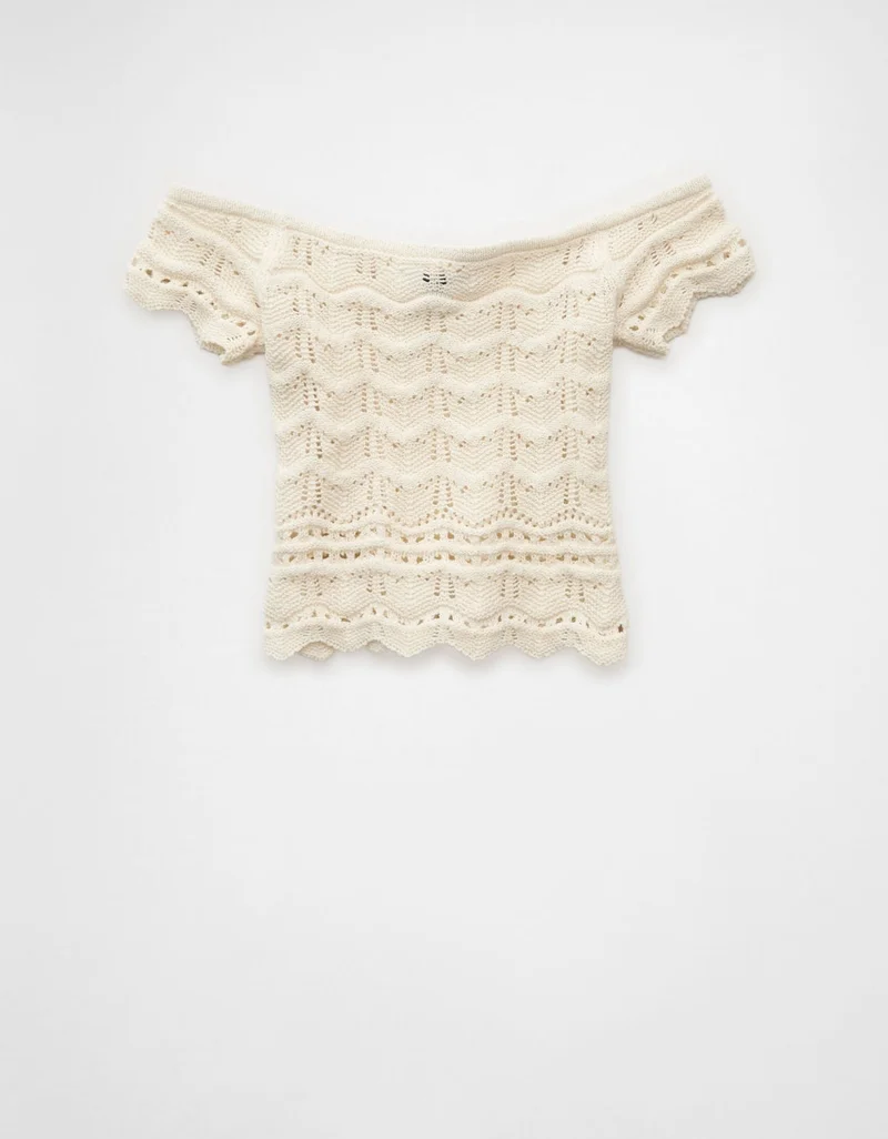 American Eagle  AE Off-the-Shoulder Cropped Sweater Tee for Women | Best Price UAE