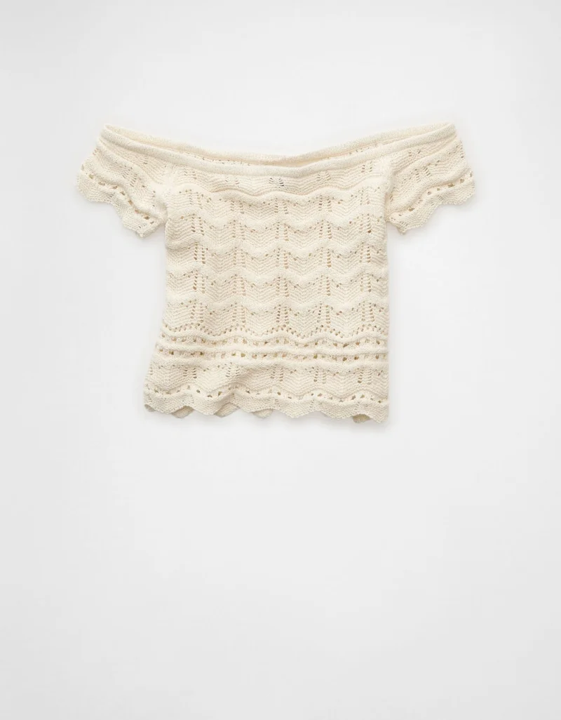 American Eagle  AE Off-the-Shoulder Cropped Sweater Tee for Women | Best Price UAE