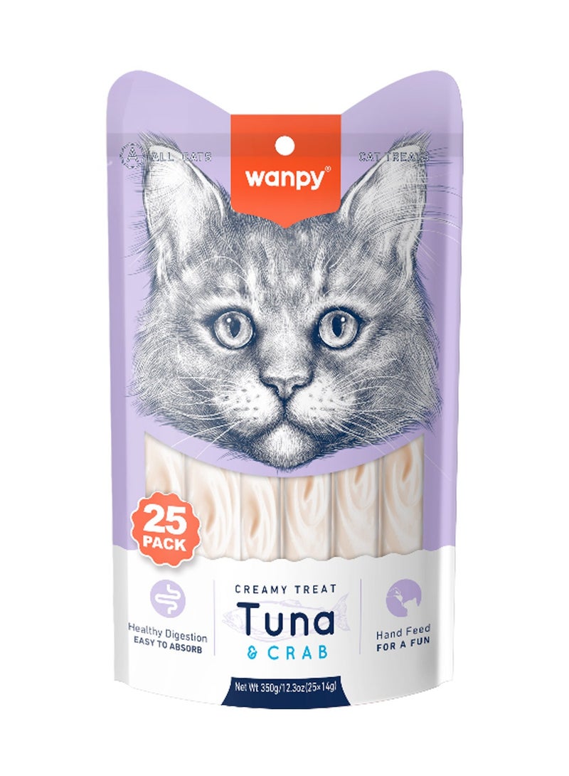 Wanpy Creamy Lickable Cat Treats with Tuna & Crab (14g x 25pc) 