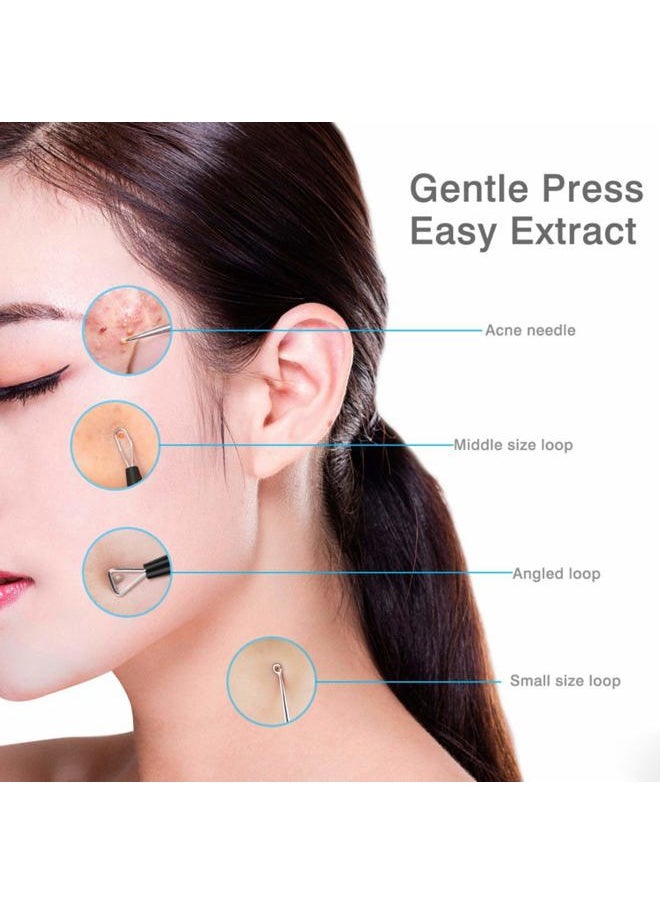 JPNK - Blackhead Remover Tool Comedones Extractor Acne Removal Kit for Blemish, Whitehead Popping, 6 Pcs Zit Removing for Nose Face Tools with a Leather Bag (Black) - Image 1
