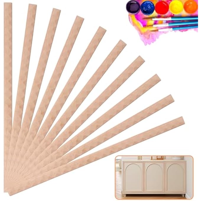 DECORATIVE WOOD MOLDINGS TRIM FOR WALL, 3D UNFINISHED WOOD TRIMS 15.7" LENGTH DIY MOLDINGS FOR HOME FURNITURE FRAME, MIRROR EDGE, DOOR, TRIANGLE SHAPE EMBOSSMENT -10PCS - Image 1