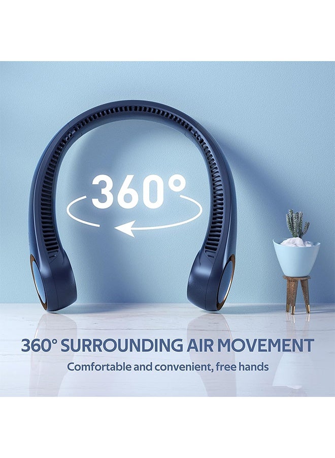 JS Portable Neck Fan, Hands Free Bladeless Fan, 360° Cooling Personal Fan,Wearable Quiet Fan for Sports, Travel, Outdoor and Indoor, 4000mAh Battery USB Rechargeable, 3-Speeds (Blue) - Image 2