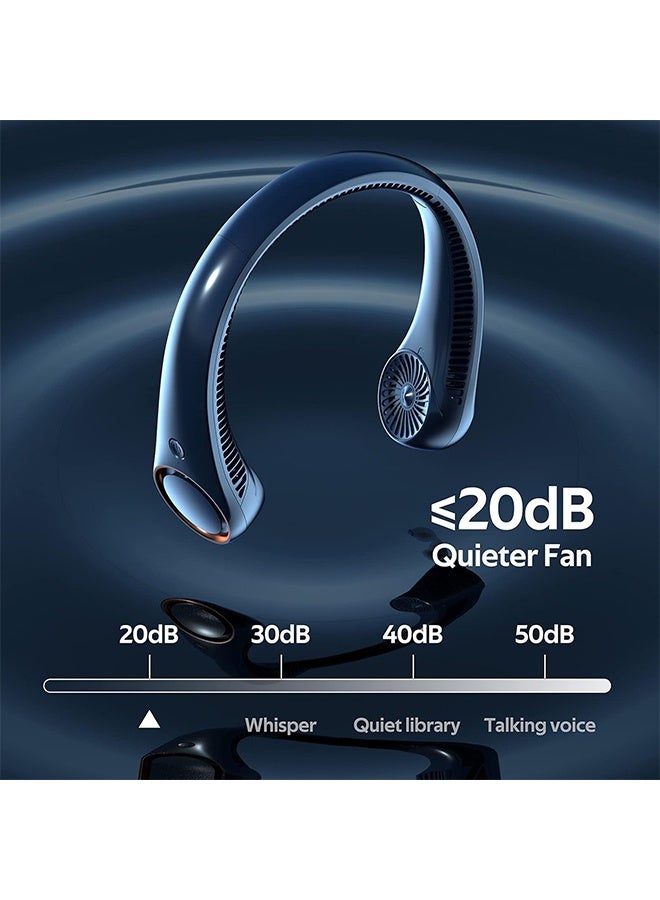 JS Portable Neck Fan, Hands Free Bladeless Fan, 360° Cooling Personal Fan,Wearable Quiet Fan for Sports, Travel, Outdoor and Indoor, 4000mAh Battery USB Rechargeable, 3-Speeds (Blue) - Image 4