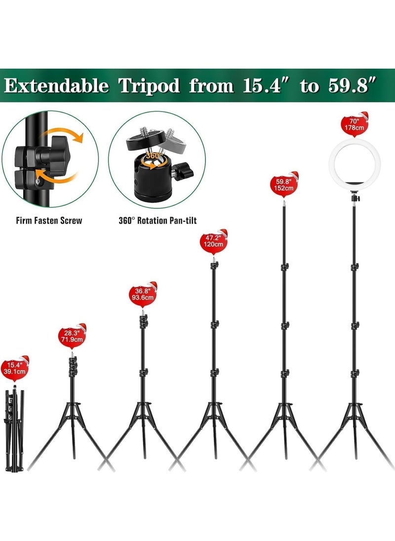 MIGOFAST - Ring Light with Tripod Stand Phone Holder |22 inch Selfie LED Ringlight Dimmable Desktop Lamp 40 Colors RGB Tall Circle Light for Camera Makeup Video YouTube with Remote Stand MJ-56 - Image 1