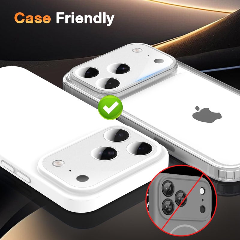 YWXTW [0 Bubbles for iPhone 17 Pro Camera Lens Protector, Full Coverage Tempered Glass Lens Screen Protector for iPhone 17 Pro Accessories, Case Friendly, HD Clear, 3 Pack (Silver) - Image 5